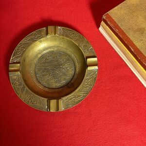 Copper Etched Decorative Ashtray Cigarette Tobacco Vintage Patina